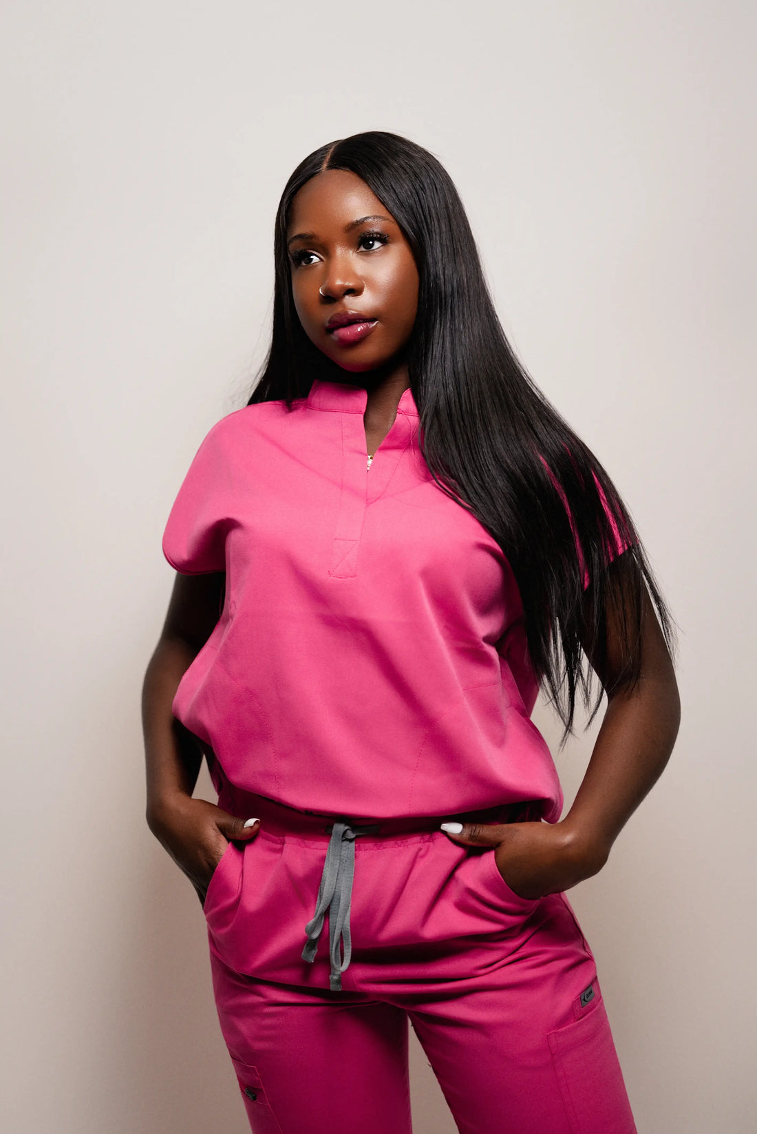Rose Pink Nova 3-Piece Scrubs Set by OJANI 